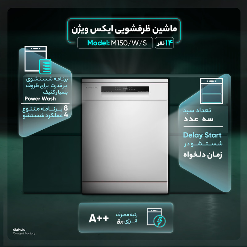 ماشین ظرفشویی ایکس ویژن مدل M150/W/S